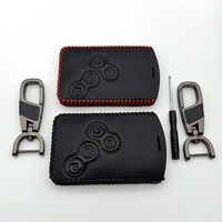 En Cuir véritable Couverture de Clé De Voiture 4 Boutons Clé Intelligente Pour Renault Clio Logan Megane 2 3 Koleos Scenic Carte Porte-clés
