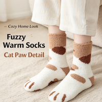 Chaussettes douces et épaisses en forme de patte de chat pour femmes et hommes, chaussettes d'intérieur pour l'hiver, vente en gros