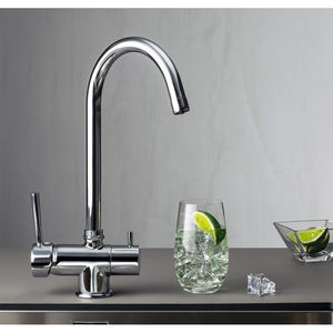 Mezclador de fregadero de una sola palanca cromado con caño alto y 3 vías para agua potable-Herramienta de torneado - Product Image 4