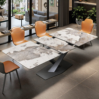 Ensemble de table et de chaises de salle à manger en pierre frittée moderne de luxe, 4 places extensibles, 6 places, appartement, meubles de maison, hôtel, noir/or