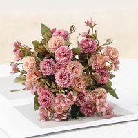 Direktverkauf ab Werk Realistische Handgefertigte Silberne Staubgold Künstliche Seidenrosen Hochzeits- & Heim-Dekorationsblumen Strauß
