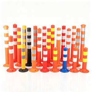 เสาเตือนจราจร PU/PVC/EVA/PE แบบพับได้ ป้ายจราจรพลาสติกแบบมองเห็นได้ชัด เสาแบ่งเลนจราจร - Product Image 1