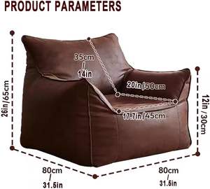 Fodera per Poltrona Sacco Senza Imbottitura, Lussuosa Fodera per Divano Singolo Pigro in Pelle, Poltrona <span class=keywords><strong>Pouf</strong></span> Sacco - Product Image 4