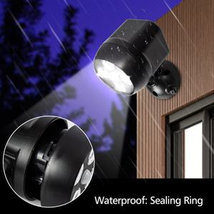 Lampe murale solaire sans fil à 4 LED super lumineuse 600 lumens avec détecteur de mouvement PIR, alimentée par batterie, projecteur extérieur - Product Image 3