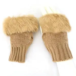 冬のニット手袋フェイクラビットファーミトン女性用手袋暖かく保つ