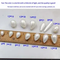 Perles d'imitation goutte d'eau multicolores à demi-trou Perles naturelles en vrac pour bijoux à bricoler soi-même-Boucles d'oreilles Shijia Pendentif