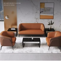 Ensemble de canapés de réception en cuir moderne pour bureau, tables basses pour la maison, le bureau, l'hôtel, qualité commerciale supérieure