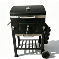 Barbecue portable au charbon de bois avec roues et table latérale pour les fêtes de jardin