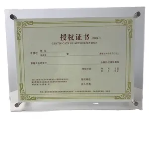 Customized A4 A5 A6 Clear Magnetic Acrylic Picture Frame Sign Holder Certificates Display Stand