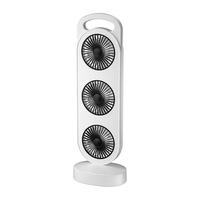 Ventilateur de circulation d'air à 3 têtes, ultra silencieux, rechargeable, 3 vitesses, avec poignée de transport, pour le sommeil nocturne et le camping en plein air