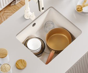 Évier de cuisine sous plan en acier inoxydable nano blanc crème avec rince-verre, évier de bar moderne blanc mat à cuve unique de petite taille - Product Image 2