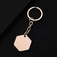 Ywyougang Porte-clés hexagonal en métal mat 4 couleurs, gravable, étiquette vierge, souvenir d'événement professionnel minimaliste