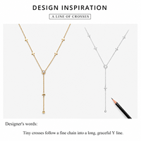 Collier en Y en acier inoxydable plaqué or 14K sous vide avec perle centrale en zircon, chaîne de 45 cm, tons or et argent