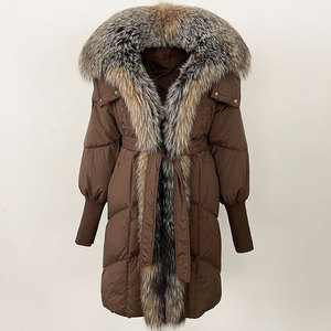 Piumino Lungo da Donna Invernale 2025 <span class=keywords><strong>con</strong></span> <span class=keywords><strong>Cappuccio</strong></span> in Vera <span class=keywords><strong>Pelliccia</strong></span> di Volpe Parka Spesso e Caldo Capospalla di Lusso - Product Image 3