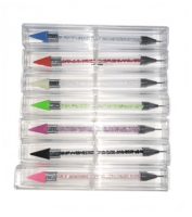 Fabricant vente en gros ensemble de stylos à ongles tête de stylo à double traction avec stylo perforateur adhésif sculpté