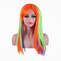 Orange vert bleu couleur idée cheveux avec frange Goku arc-en-ciel surbrillance couleur perruque Cosplay pour fête Offre Spéciale en gros