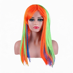Orange vert <span class=keywords><strong>bleu</strong></span> couleur idée <span class=keywords><strong>cheveux</strong></span> avec frange <span class=keywords><strong>Goku</strong></span> arc-en-ciel surbrillance couleur perruque Cosplay pour fête Offre Spéciale en gros - Product Image 2