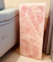 Table d'appoint moderne de luxe en marbre, table basse en jade rose pour salon, surface polie en onyx rose ou design graphique pour villas
