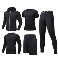 Ensemble de 5 pièces de vêtements de sport respirants à compression pour le basketball, le football et l'entraînement intense – Base Layer élastique