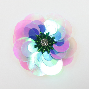Appliques 3D en feutre cousues à la main avec fleurs en PVC, <span class=keywords><strong>strass</strong></span> en résine <span class=keywords><strong>et</strong></span> verre, perles <span class=keywords><strong>et</strong></span> sequins, 8 cm, <span class=keywords><strong>pour</strong></span> <span class=keywords><strong>vêtements</strong></span> <span class=keywords><strong>et</strong></span> chapeaux - Product Image 2