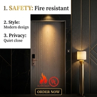 UL 10C Listed 90 Minutes Fire Rated Wood Door Soundproof Solid Core Timber Fireproof Entry Door for Commercial Project Building