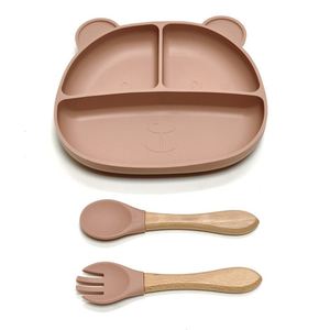 Plato de Silicona Antideslizante para la Mesa, para el Aprendizaje de la Alimentación de los Niños, Plato para Frutas y Alimentación de Bebés, Artículos para Bebés - Product Image 2