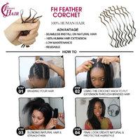 FH Cheveux Humains Bouclés Birmans Miracle Knot pour Crochet, Noir Naturel, Effet Plume, Tresses au Crochet, Vente Directe Usine