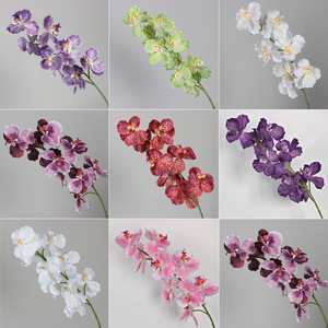 Fleur d'orchidée artificielle en soie, branche unique, 9 têtes, Phalaenopsis, décoration de mariage, décoration de la maison, accessoires de photographie en extérieur - Product Image 5