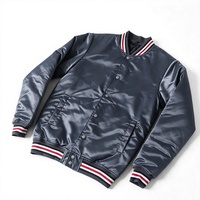 Blouson universitaire personnalisé en satin, col montant, broderie frontale, respirant, pour homme, hiver, style bomber, rayé, production en gros