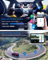 Cámara para Coche AI DMS de 5 Canales (Frontal/Trasera/Izquierda/Derecha) 360 4K IPS con DVR, Caja Negra, CPL, WiFi 5G, GPS y Monitor de Estacionamiento