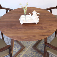 Table à manger/café moderne de style américain en bois massif écologique avec plateau en verre de 23,62/31,49/39,37/47,24 pouces pour meubles de maison