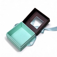Boîte cadeau écologique biodégradable à couvercle transparent avec ruban pour emballage de bijoux, petits accessoires, boucles d'oreilles