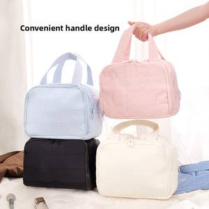 2025 Bestseller High-End Fluffy Kosmetik tasche für Frauen Doppelte breite Öffnung Tragbare Polyester-Reise toilette mit großer Kapazität - Product Image 2