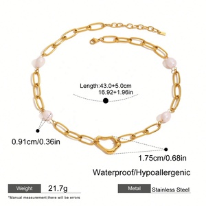 Joyería Personalizada, Collar de Perlas Irregulares con Colgante de Acero Inoxidable y Oro de 18k, Joyería de Moda Impermeable para Mujer - Product Image 6