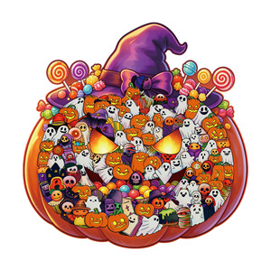 Wacocetoy Rompecabezas de madera de calabaza de Halloween, rompecabezas plano DIY de 2,5 mm de grosor para jóvenes y adolescentes - Product Image 1
