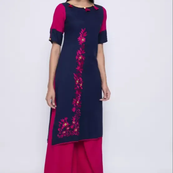 שמלת נשים בסגנון kurti ארוך פרימיום באיכות מודפסת אורך שמלה שרוולים מלא פרם איכות הודו
