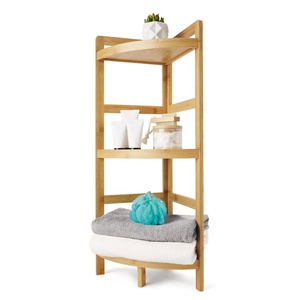 BSCI usine <span class=keywords><strong>bambou</strong></span> 3 niveaux polyvalent coin étagère de rangement étagère pour salle de bain chambre salon - Product Image 1
