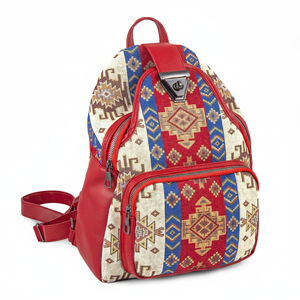 Kilim diseñado rojo-tela crema turco mochila - Product Image 2