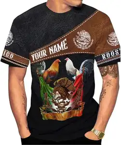 Fashion Streetwear Bulk Mexico Print Summer Top Stretchy Oversized Men T Shirts Custom Fitness Short Sleeve Heavyweight T-shirt