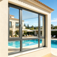 Fenêtre panoramique en aluminium à rupture de pont thermique de haute qualité, double vitrage Low-E anti-UV pour villa de style européen