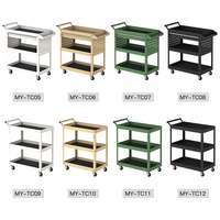 Chariot à outils en acier laminé à froid à 3 niveaux avec roues, boîte à outils, établi de garage, étagères OEM