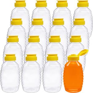 Botella de Miel de PET/PP sin BPA con Tapa de Válvula de Silicona, Capacidad de 460g, Impresión Serigrafiada, Certificación LFGB, Venta al por Mayor para Exprimir por Debajo - Product Image 1