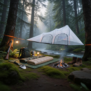 Tente <span class=keywords><strong>d</strong></span>'arbre légère pour 3-4 personnes avec moustiquaire, abri de camping imperméable et coupe-vent pour la randonnée et le trekking en plein air - Product Image 1