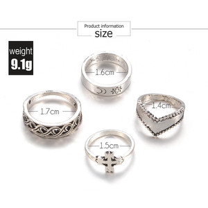 [Gorgeousxx] Juego de Anillos Únicos con Diseño de <span class=keywords><strong>Sol</strong></span> y Luna en Forma de Cruz Ondulada para Mujer, Joyería Geométrica Sencilla - Product Image 3