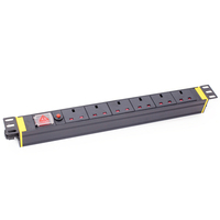 PDU de type 1U à 6 prises pour rack réseau, avec coque en alliage d'aluminium et protection contre les surcharges, pour standard international 19 pouces