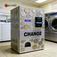 Changeur de monnaie mural pour pièces/tokens, machine à changer d'argent, accepte les billets, distribue des pièces ou des tokens pour les blanchisseries