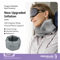 Oreiller de soutien cervical gonflable portable avec housse en polyester, gonflage manuel et rangement compact pour les voyages, les trajets quotidiens et le repos