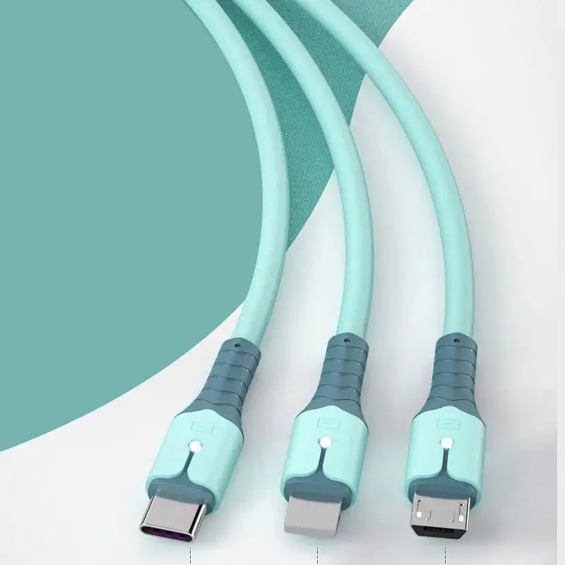 Factory Durable Data 3 in 1 Fast USB Charging Cable Universal Multi Function cell phone/Type-C/Android Charger cable