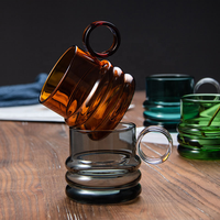 Mug à café en verre au design moderne, grande capacité de 350 ml, compatible lave-vaisselle et micro-ondes, couleur personnalisable pour la maison, le bureau ou les fêtes