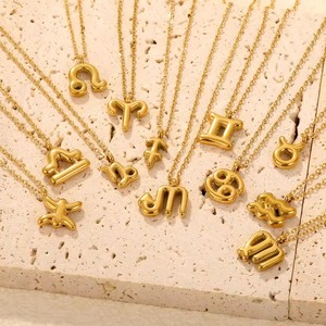 สร้อยคอ 12 ราศี ชุบทอง 18K PVD สร้อยคอแฟชั่นสแตนเลสสตีลแบบใหม่ พร้อมจี้ห้อย สร้อยคอสำหรับผู้หญิง - Product Image 1